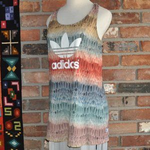 Adidas X Farm Menire Multi Color Feather Razor Back Tank Long Top S UK 10